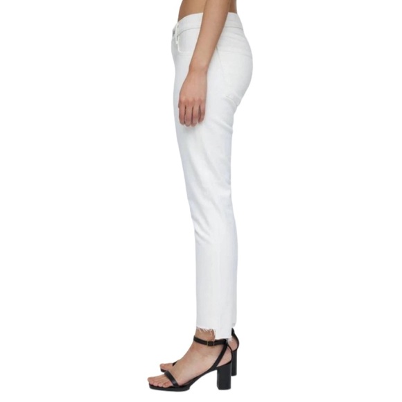 Moussy Vintage MV Buffalo Skinny White Mid Rise Fray Step Cut Hem Jean Size 30 - Picture 3 of 16